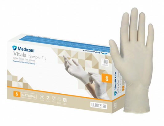 Medicom Safe Basics Easy Fit Latex Single Use Gloves Natural - CTN