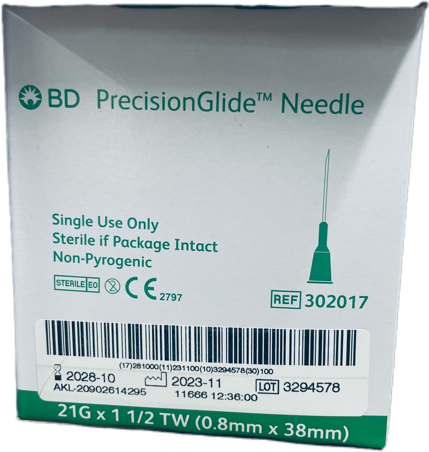 BD Needle 21G 1.5 Green (100) Box