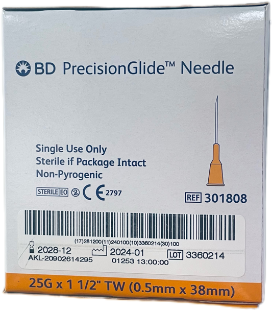 BD Needle 25G 1.5 Orange (100) Box