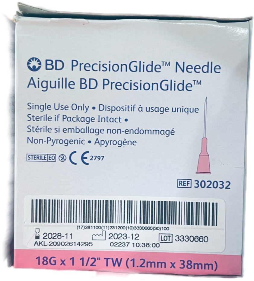 BD Needle 18G 1.5 Pink (100) box