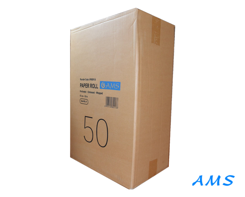 Paper Bed Roll 50M Perforated (6 Rolls per Carton)