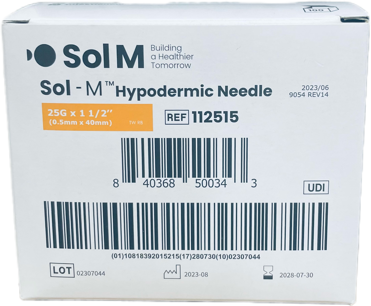 SOlM Hypodermic Needle 25G x 1 1/2" box