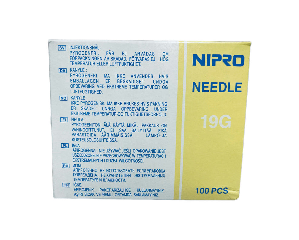 Nipro Needle 19G x 1 1/2" Yellow