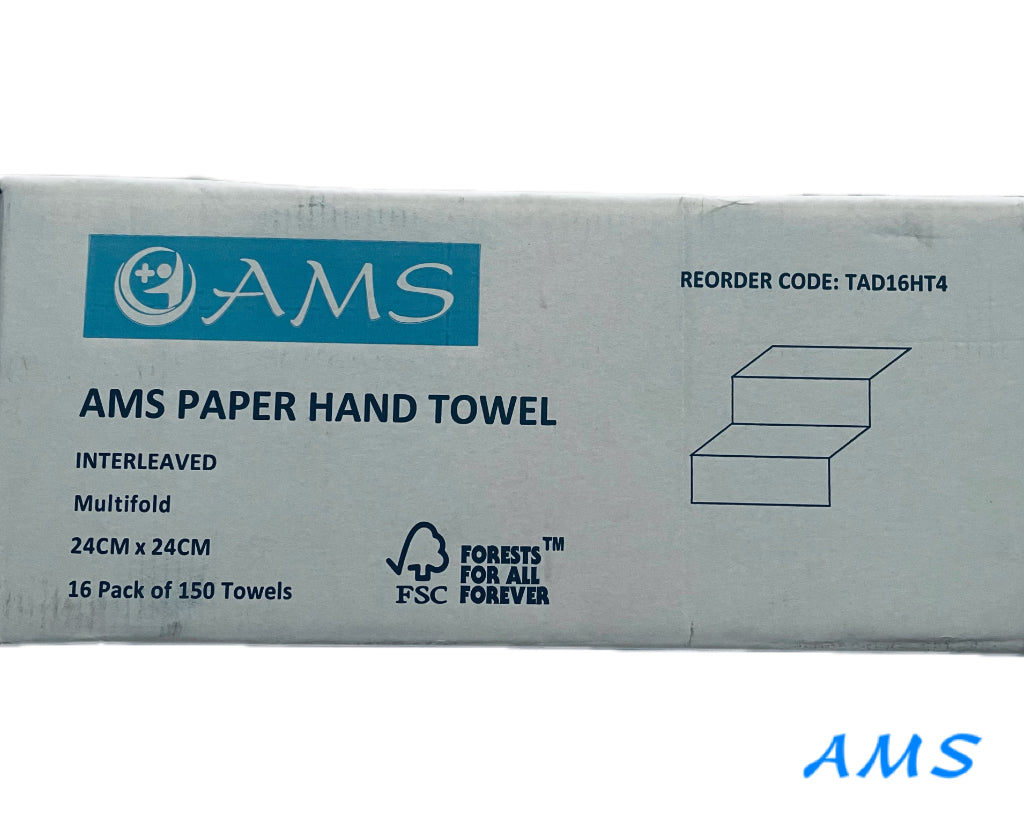 AMS Virgin Pulp Multifold Hand Towel Ctn (16 pack)