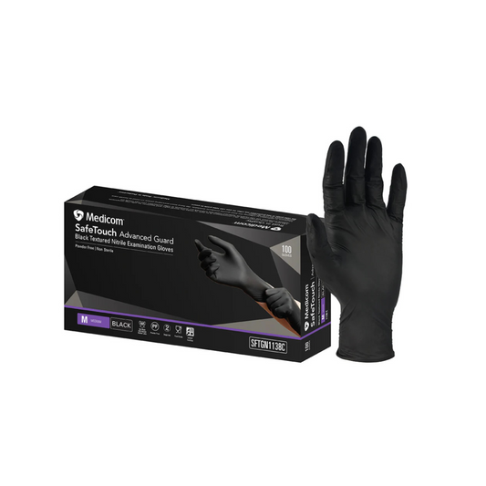 Medicom Safe Touch Advanced Guard Black Nitrile Exam Gloves - CTN