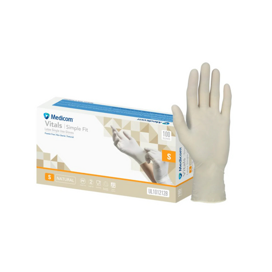 Medicom Safe Basics Easy Fit Latex Single Use Gloves Natural - CTN